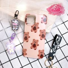 CASE IPHONE NHÁM BÓNG HOẠ TIẾT GẤU NUDE - NÂU