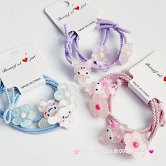 Đồ cột tóc dây thun Charm Hoạt hình và Hoa (cặp)