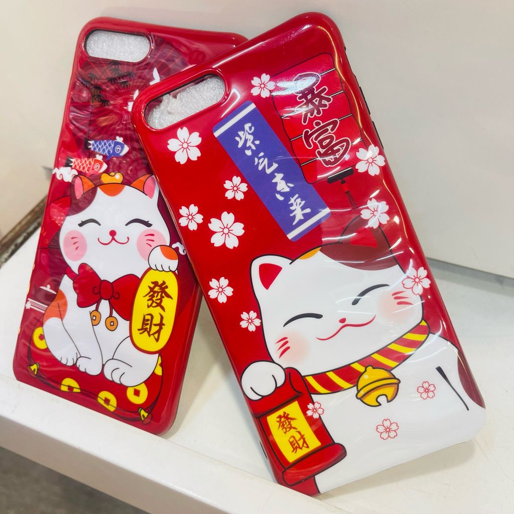 Case Ốp điện thoại iPhone Mèo may mắn phôi gợn sóng iPhone 11/12/13/Pro/Promax - TẾT