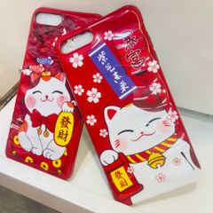 Case Ốp điện thoại iPhone Mèo may mắn phôi gợn sóng iPhone 11/12/13/Pro/Promax - TẾT