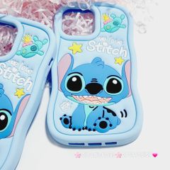 Case Ốp điện thoại iPhone Stitch xanh Su dẻo 3D Nổi iPhone 11/12/13/14/15/Plus/Pro/Promax