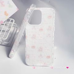 Case Ốp điện thoại iPhone Gấu Thỏ Cute Bear Sticker Dễ Thương Nền Trắng iPhone 11/12/13/14/15/Pro/Promax