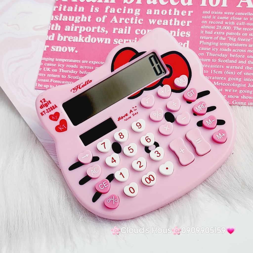 Máy Tính Hello Kitty Màu Hồng Nhạt Mặt Tròn KT-2288A ( nhỏ)