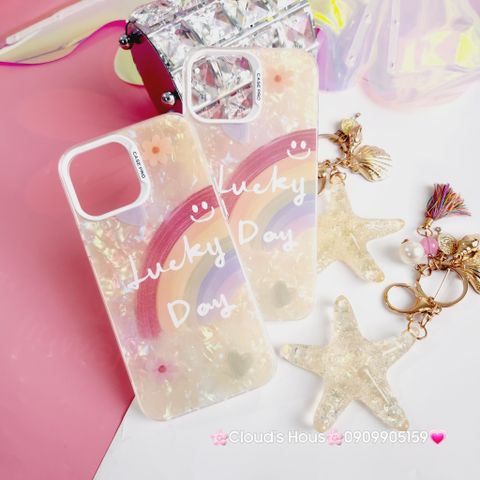Case Ốp điện thoại iPhone Cầu Vồng Lucky Day Nền Vàng Ánh Xà Cừ iPhone 11/12/13/14/15/Pro/Promax