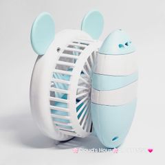 Quạt Cầm Tay Mini Thân Sọc Tai Gấu Tai Thỏ Tai Mèo