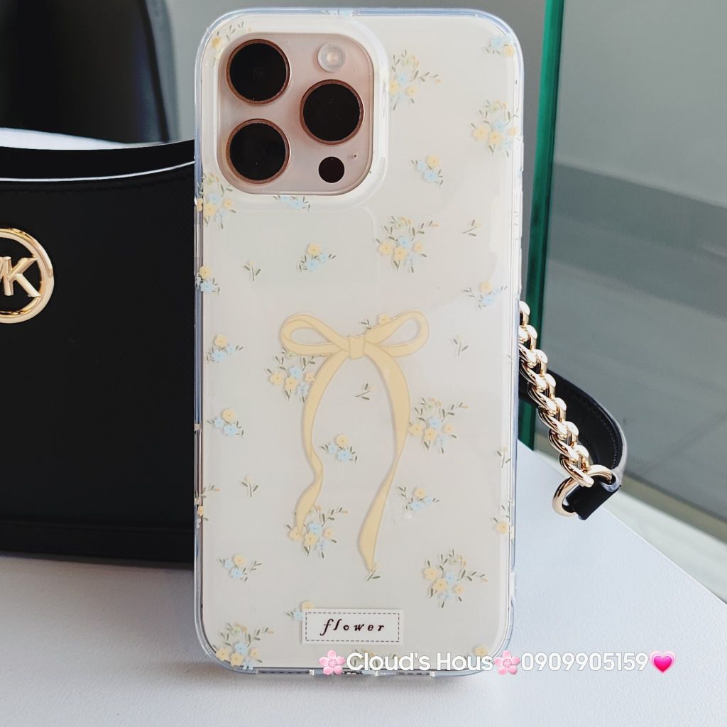 Case Ốp điện thoại iPhone Nơ Vàng Hoa nhí iPhone 12/13/14/15/16/Pro/Promax