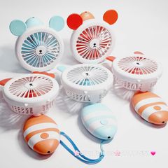 Quạt Cầm Tay Mini Thân Sọc Tai Gấu Tai Thỏ Tai Mèo