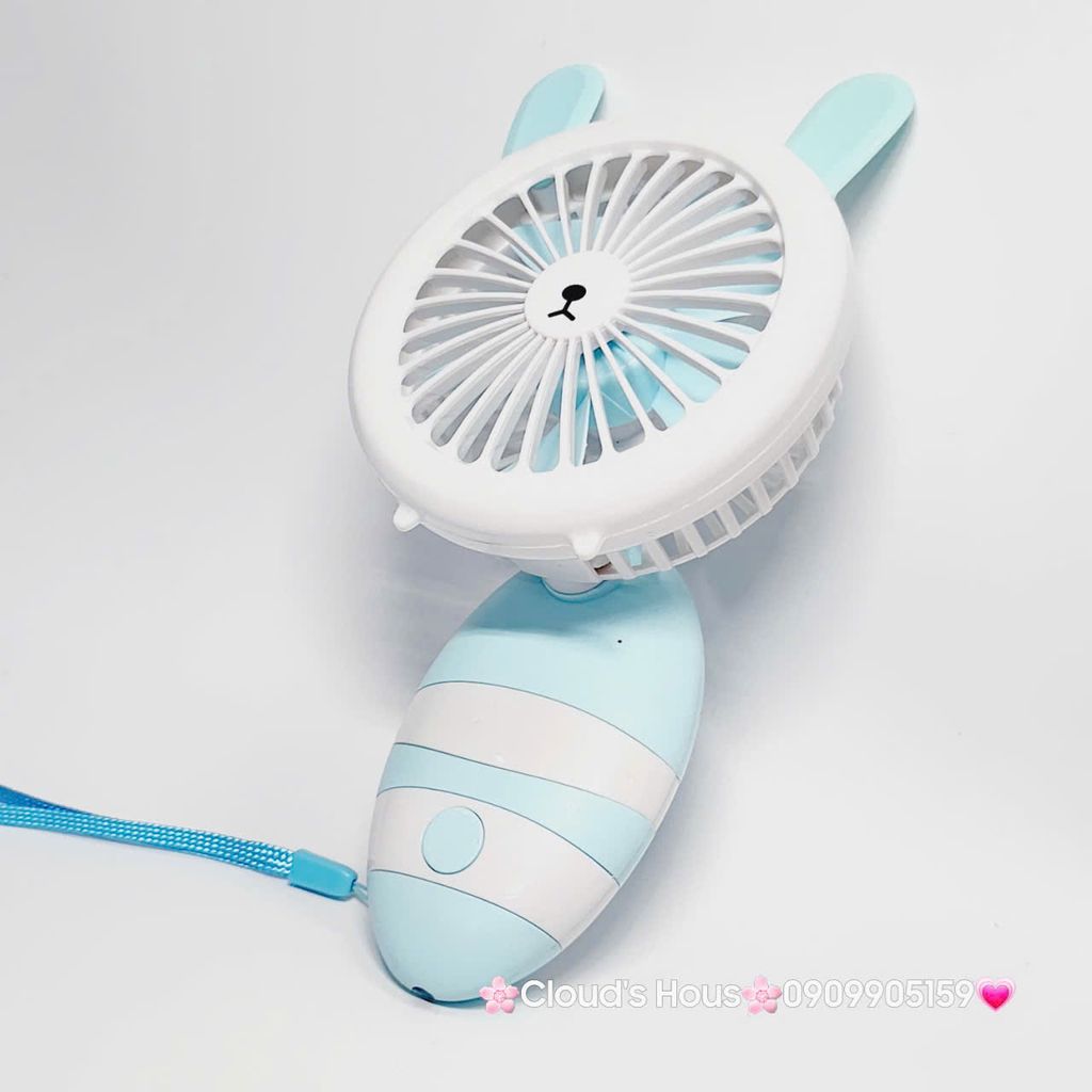 Quạt Cầm Tay Mini Thân Sọc Tai Gấu Tai Thỏ Tai Mèo