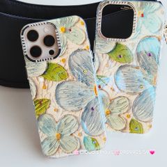 Case Ốp điện thoại iPhone Hoa Xanh To Hologram Nền Vàng iPhone 12/13/14/15/16Pro/Promax