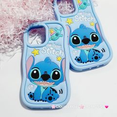 Case Ốp điện thoại iPhone Stitch xanh Su dẻo 3D Nổi iPhone 11/12/13/14/15/Plus/Pro/Promax