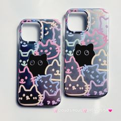 Case Ốp điện thoại iPhone Mèo Đen Hologram Ánh Bạc iPhone 11/12/13/14/15/Pro/Promax