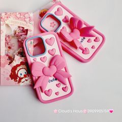 Case Ốp điện thoại iPhone Su dẻo Nơ Chống Dựng Trái tim iPhone 6P/7P/8P/X/Xs/XSMax/11/12/13/14/15/Pro/Promax