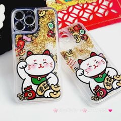 Case Ốp điện thoại iPhone Mèo May Mắn Nước Bling Bling iPhone 11/12/13/14/15/Pro/Promax - TẾT