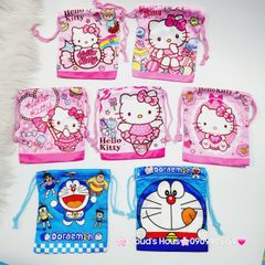 Túi Vải Dây Rút mini Hello Kitty & Doraemon