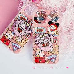 Case Ốp điện thoại iPhone Mèo May Mắn Thần Tài Túi Tiền Kèm Popsocket dán iPhone 11/12/13/14/15/Pro/Promax