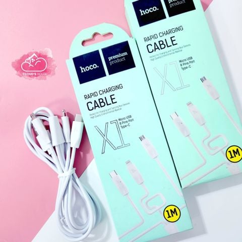 Cáp sạc 3 Đầu Chính hãng Hoco X1