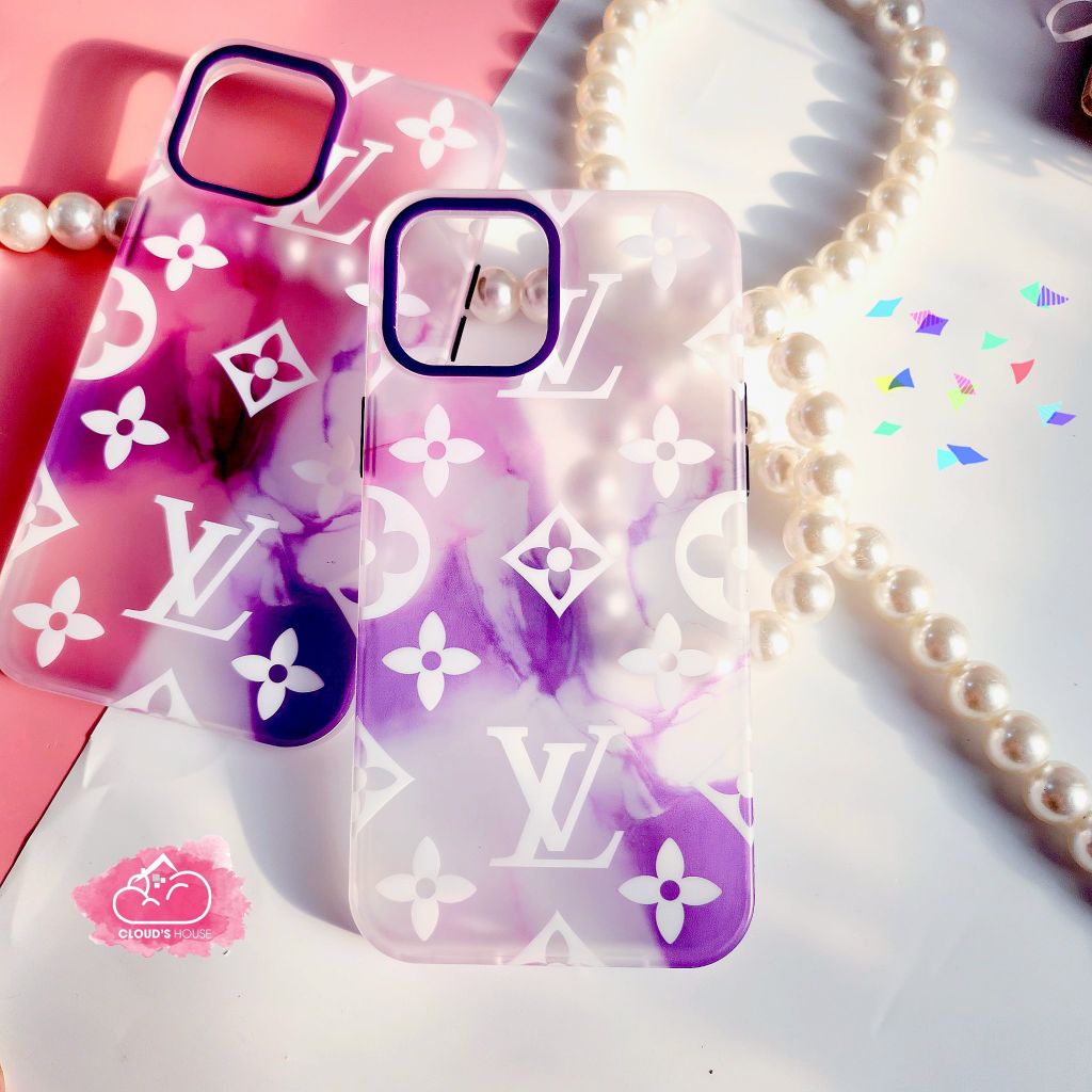 CASE IPHONE NHÁM HOLOGRAM màu tím LV Sang Chảnh