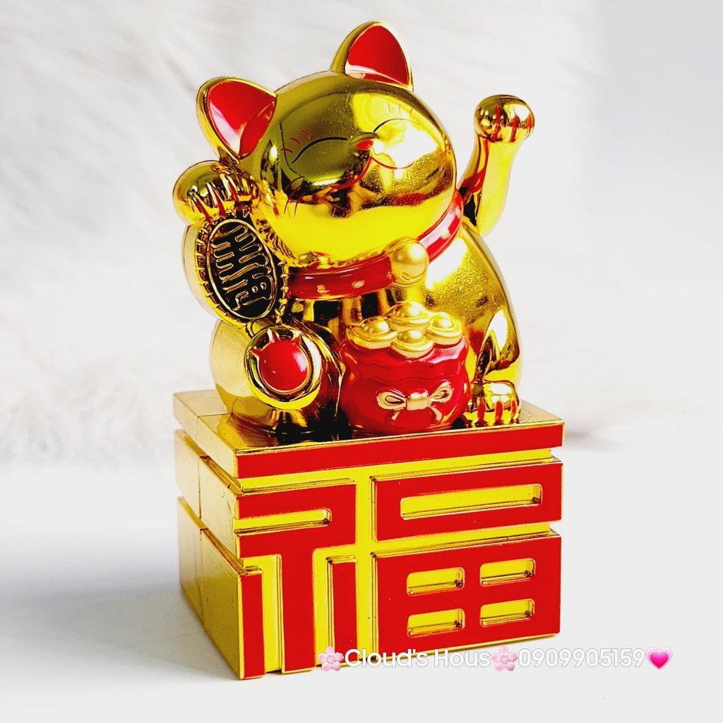 MÈO THẦN TÀI Đế Chữ Tàu - Mèo May Mắn - TẾT Size Nhỏ