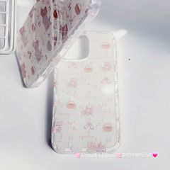 Case Ốp điện thoại iPhone Gấu Thỏ Cute Bear Sticker Dễ Thương Nền Trắng iPhone 11/12/13/14/15/Pro/Promax
