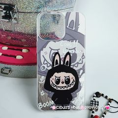 Case Ốp điện thoại iPhone Cool Labubu Mặc Hoodie Ánh Lông Vũ Bạc Hologram iPhone 7+/8+/X/XSM/11/12/13/14/15/Plus/Pro/Promax