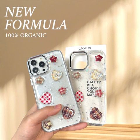 Case Ốp điện thoại iPhone Trong Icon Nổi Trái Tym Ngôi Sao Bling Bling Case iPhone 12/13/14/15/16/Pro/Promax