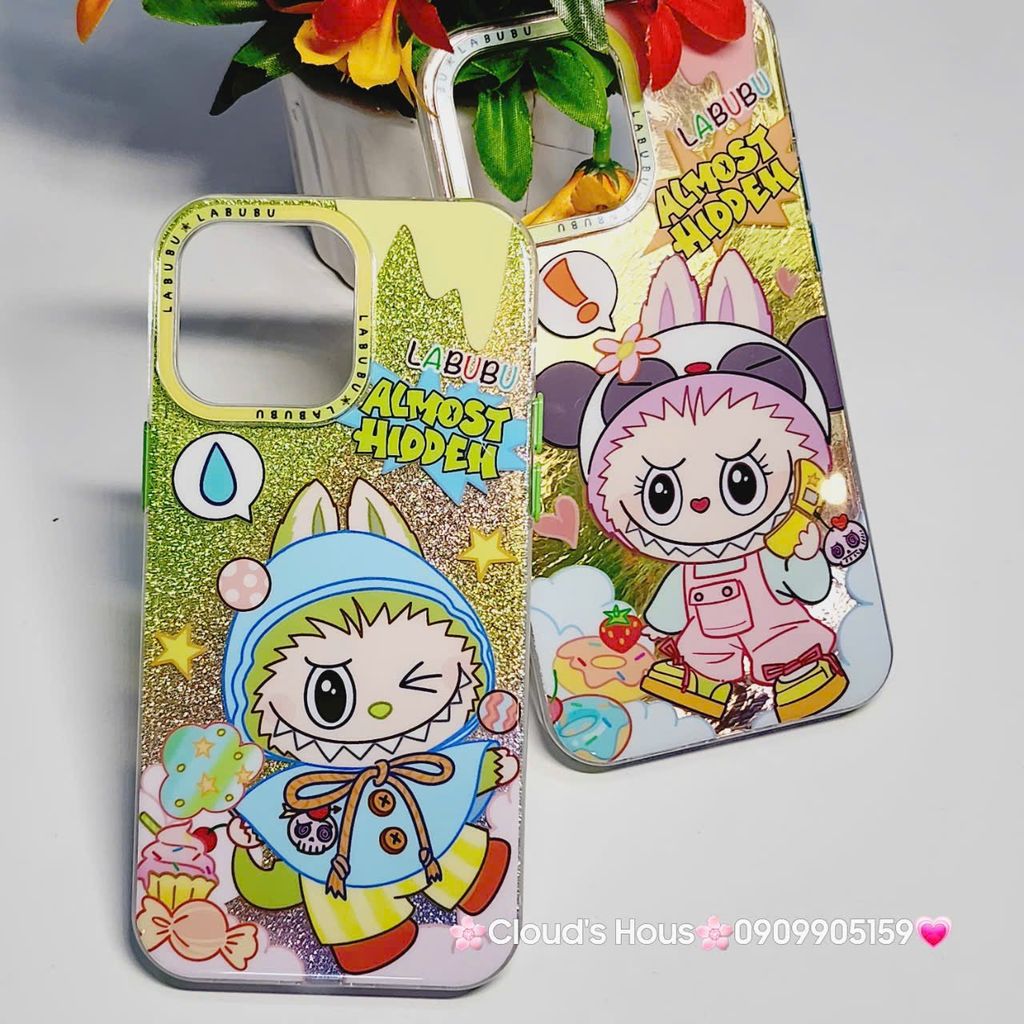 Case Ốp điện thoại iPhone Likgus Labubu Xanh lá Bling Hologram iPhone 12/13/14/15/Pro/Promax