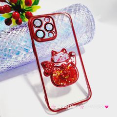 Case Ốp điện thoại iPhone Mèo Trong Hạt Bling Bling viền màu iPhone 11/12/13/14/15/Pro/Promax - TẾT