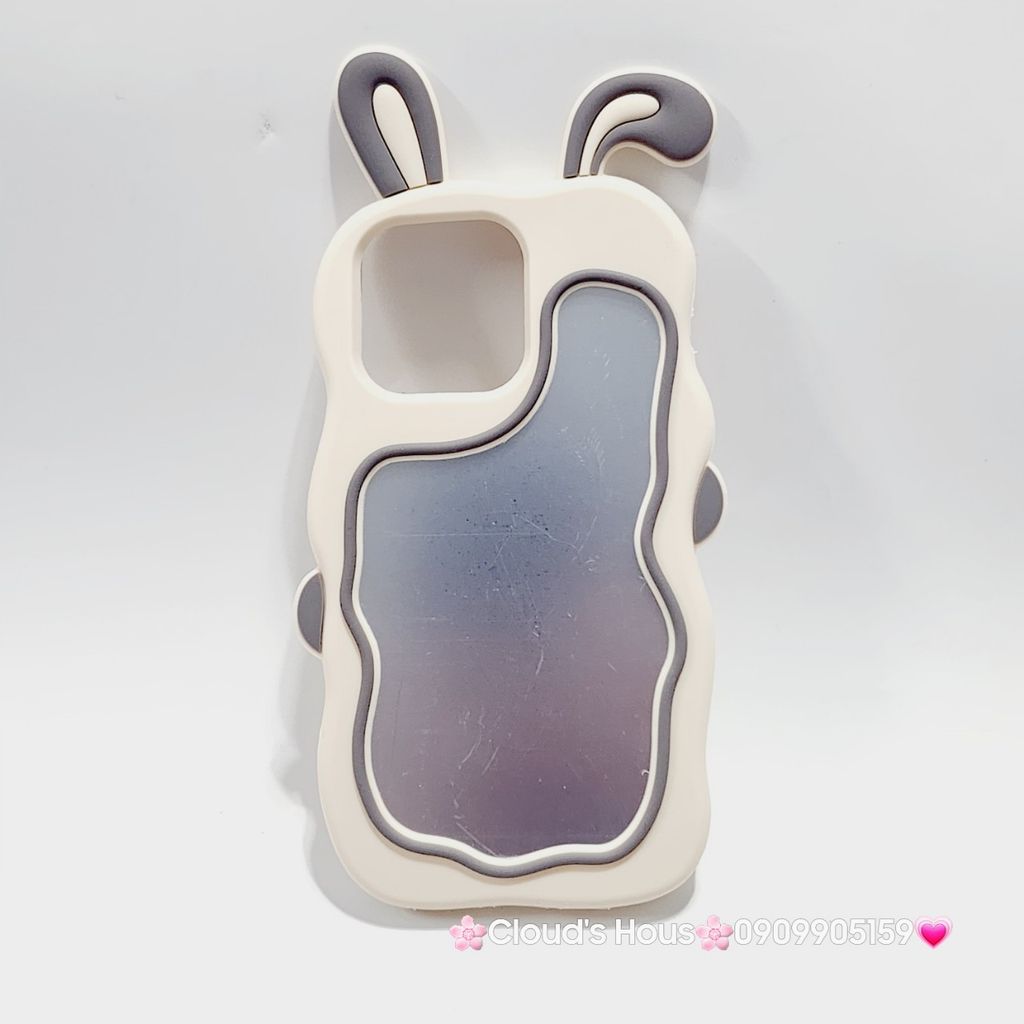 Case Ốp điện thoại iPhone Su dẻo Tai Thỏ Gợn Sóng Lưng Gương iPhone 6P/7P/8P/X/Xs/XSMax/11/12/13/14/15/Pro/Promax