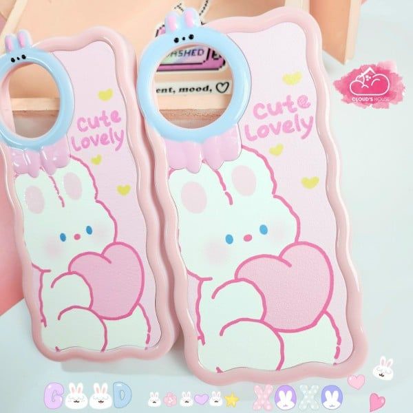 Case Ốp điện thoại iPhone thỏ cute Nhám da tai thỏ gợn sóng cam tròn iPhone 11/11promax/12pro/12promax/13/13pro/13promax/14/14pro/14promax