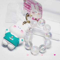 Móc Khóa đeo tay hoạt hình kute Thỏ Trắng Mặc Áo