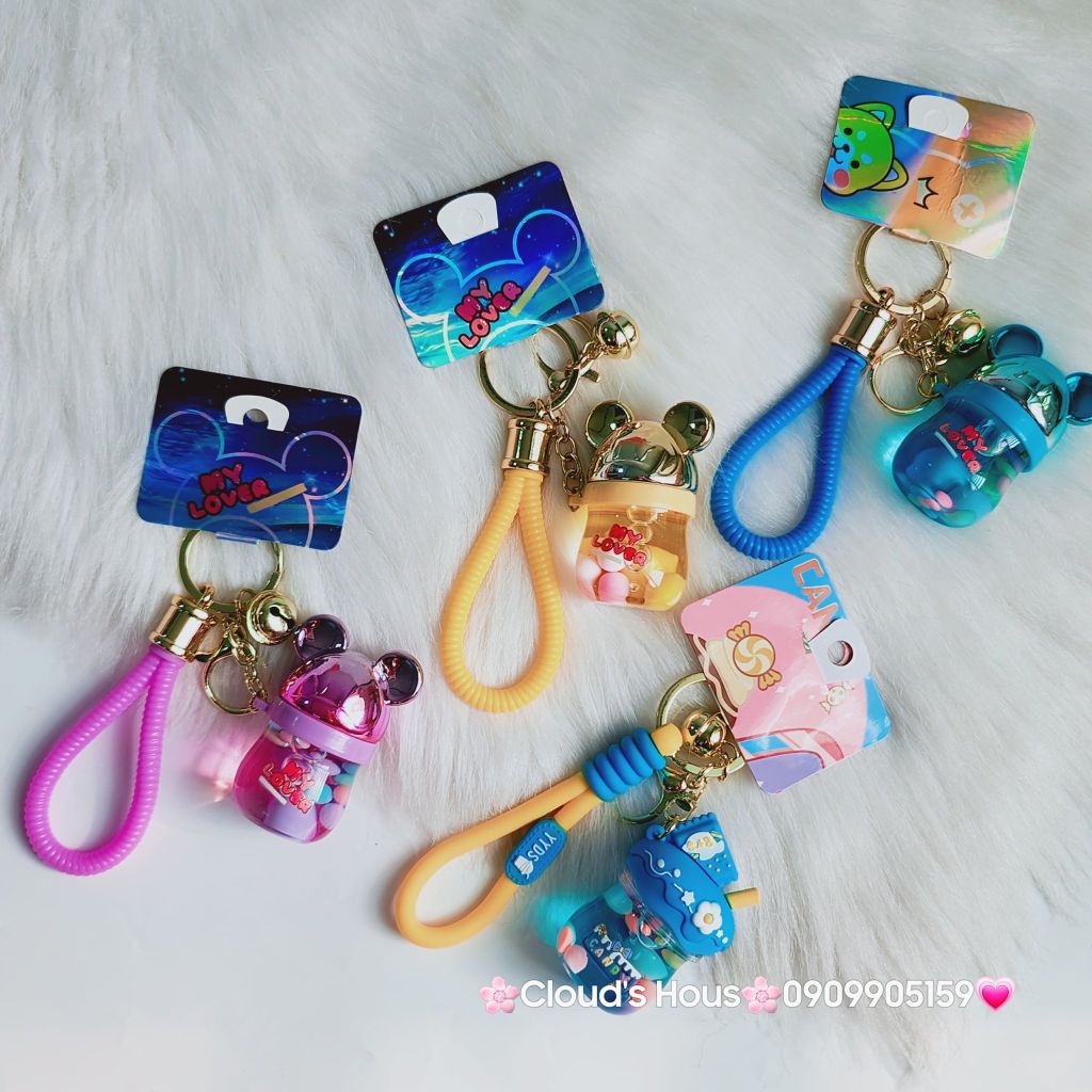 Móc Khoá Bình Nước Bling Bling Tai Mickey & Candy
