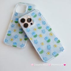 Case Ốp điện thoại iPhone Hoa Xanh dương nhí phôi crytal iPhone 12/13/14/15/16/Pro/Promax