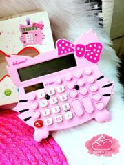 Máy Tính Hello Kitty Màu Hồng Sen Nơ Chấm Bi Ria Mèo Có Chân KT-8800
