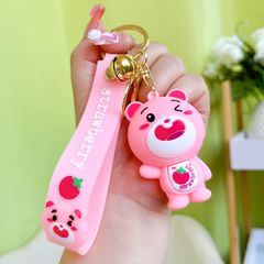 MÓC KHÓA GẤU DÂU LOTSO Đầu To Cute Đáng Yêu (CẦM GẬY)
