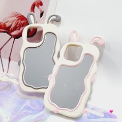 Case Ốp điện thoại iPhone Su dẻo Tai Thỏ Gợn Sóng Lưng Gương iPhone 6P/7P/8P/X/Xs/XSMax/11/12/13/14/15/Pro/Promax