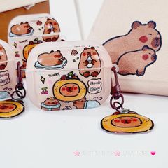 Cover Case Vỏ bảo vệ Airpod Chuột Capybara 3D Nổi Bóng kèm charm Airpod 1/2/3/Pro/Pro2