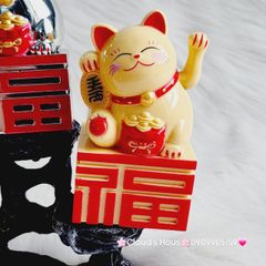 MÈO THẦN TÀI Đế Chữ Tàu - Mèo May Mắn - TẾT Size Nhỏ