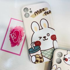 Case Ốp điện thoại iPhone Thỏ Milk Tea và Gấu Sweet Nhám bóng nền kem (3 mẫu)