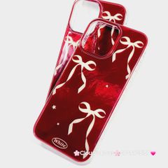 Case Ốp điện thoại iPhone Nơ Trắng Nền Đỏ White iPhone 12/13/14/15/16/Pro/Promax