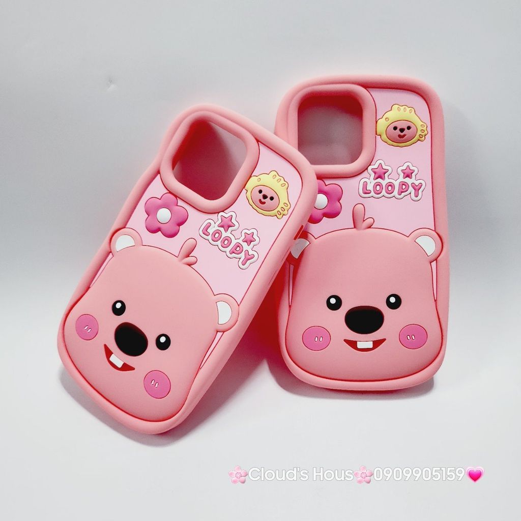 Case Ốp điện thoại iPhone Su dẻo Loopy Nền Hồng Viền Gợn Sóng iPhone 11/12/13/14/15/Pro/Promax