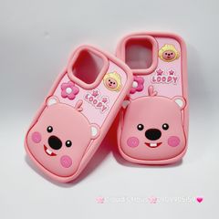 Case Ốp điện thoại iPhone Su dẻo Loopy Nền Hồng Viền Gợn Sóng iPhone 11/12/13/14/15/Pro/Promax