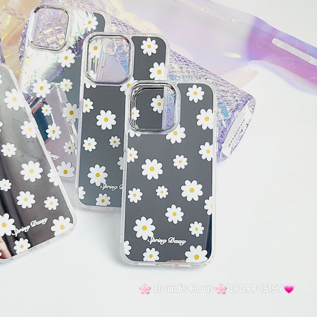 Case Ốp điện thoại iPhone Cúc họa mi Spring Daisy Gương nút nổi iPhone 11/12/13/14/Pro/Promax