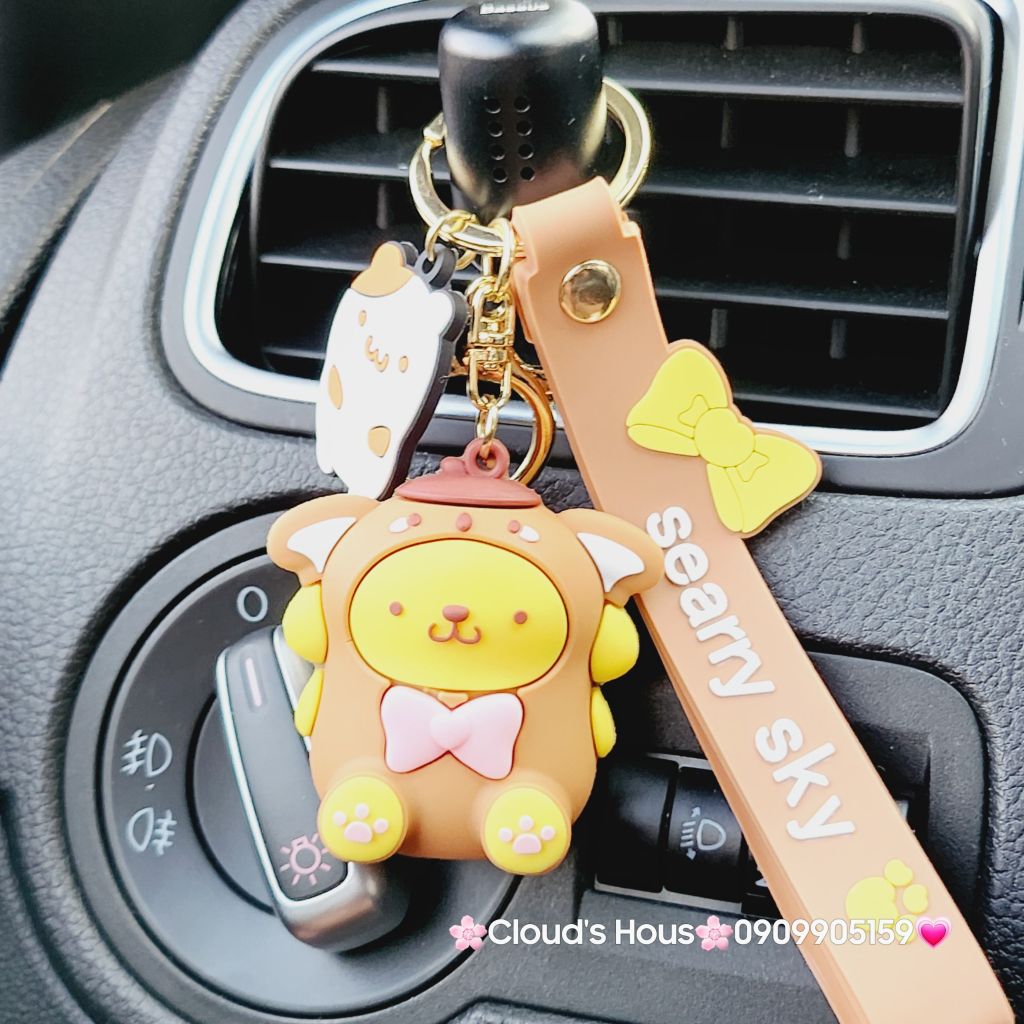 Móc khóa Gấu và Thỏ đầu xù Happy
