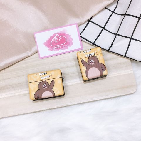 COVER AIRPOD GẤU Đáng Yêu Form Vuông Sọc Vali