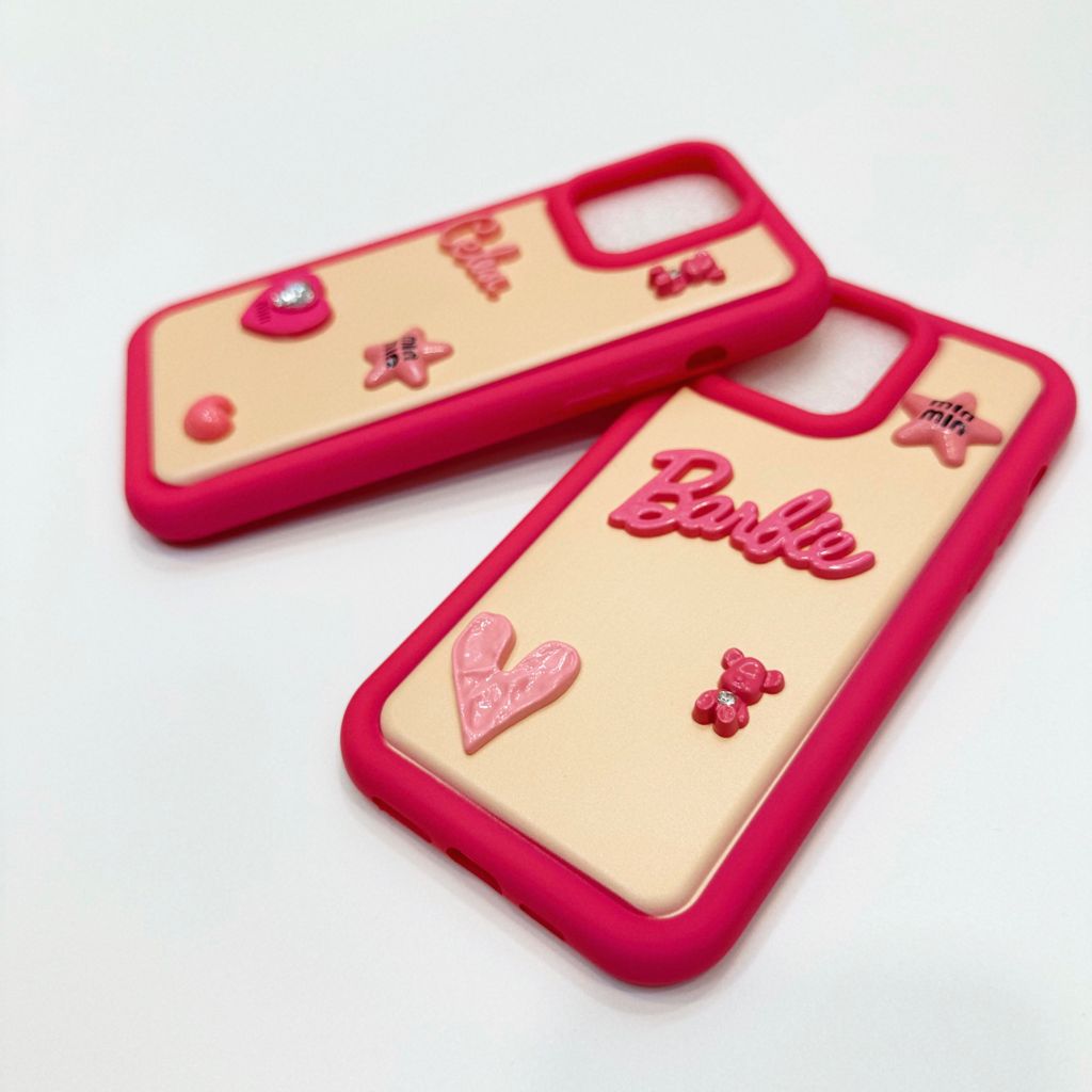 Case Ốp điện thoại iPhone Phao Viền Hồng Barbie & Celin icon nổi bánh bèo iPhone 11/12/13/14/15/Pro/Promax