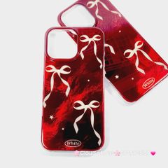 Case Ốp điện thoại iPhone Nơ Trắng Nền Đỏ White iPhone 12/13/14/15/16/Pro/Promax