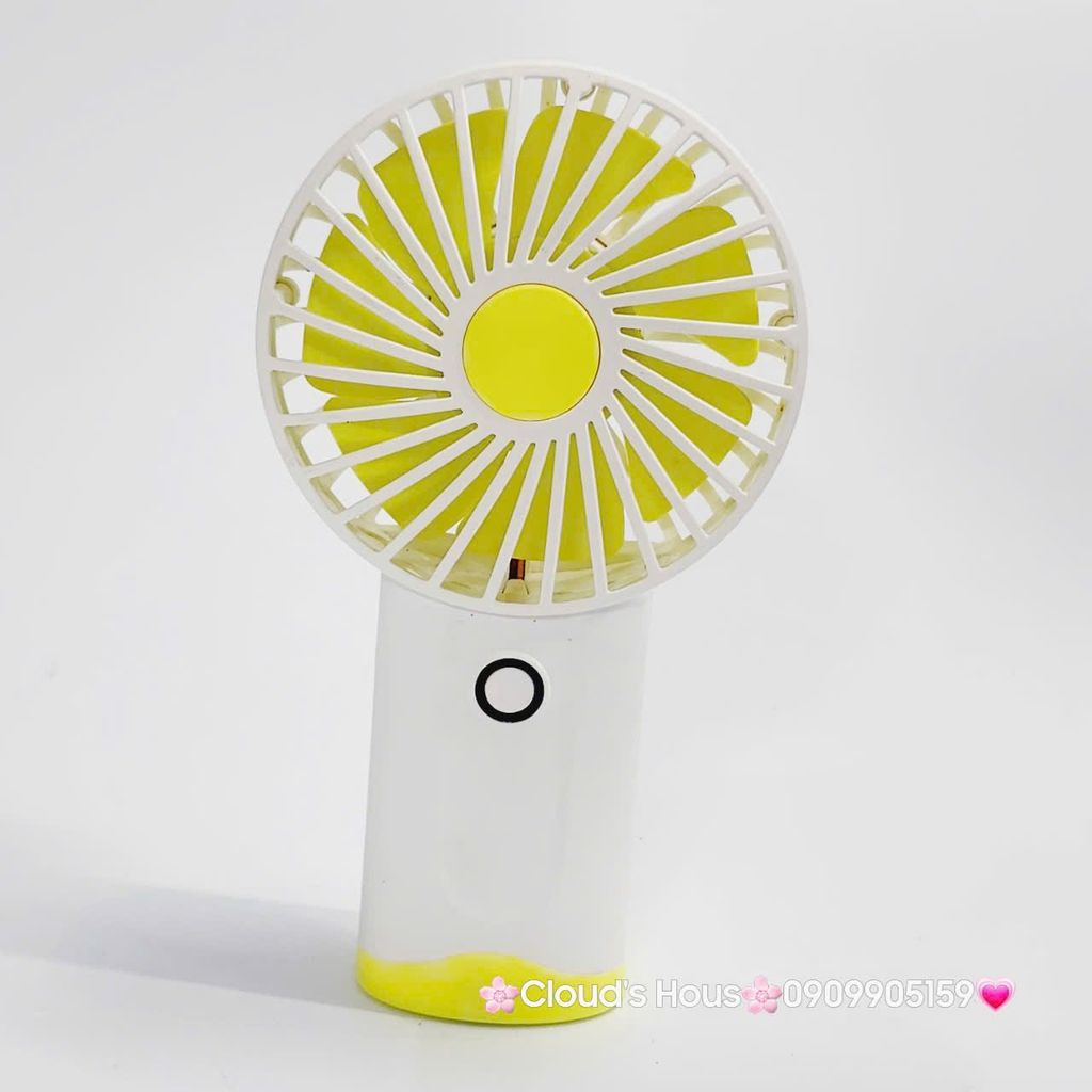 Mini Fan - Quạt Cầm Tay Trắng vàng đơn giản
