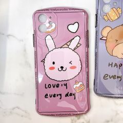 Case Ốp điện thoại iPhone GẤU & THỎ Bóng trơn Form tròn Nút nổi iPhone 7/8/X/Xs/11/12/Plus/Max/Pro/Promax