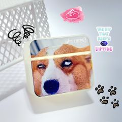 Cover Case Vỏ bảo vệ Airpod Chó Corgi Gương form vuông Airpod 1/2/3/Pro/Pro2