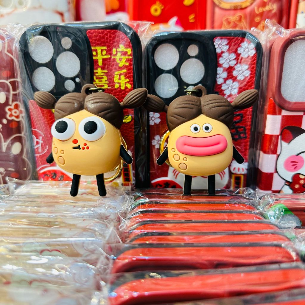 Móc Khoá Khoai Tây Tóc Hai chùm có đèn mắt lồi